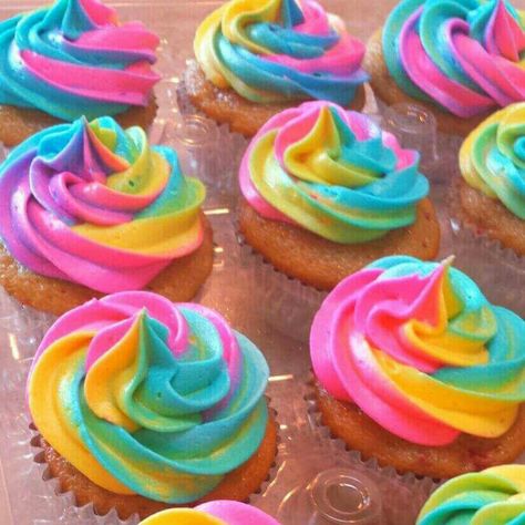 Tye dye frosting - Rainbow- My Little Pony Birthday Party - Strawberry Vanilla Cupcakes Tye Dye Frosting, Fancy Deserts, Tie Dye Birthday Party, Tie Dye Birthday, Jojo Siwa Birthday, My Little Pony Birthday Party, Pony Birthday Party, Trolls Birthday Party, Little Pony Birthday Party