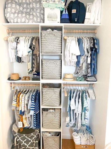 Diy Nursery Closet, Baby Room Closet, Baby Nursery Closet, Room Murals, Elegant Nursery, Nursery Closet Organization, Baby Closet Organization, Baby Nursery Organization, Baby Boy Nursery Themes