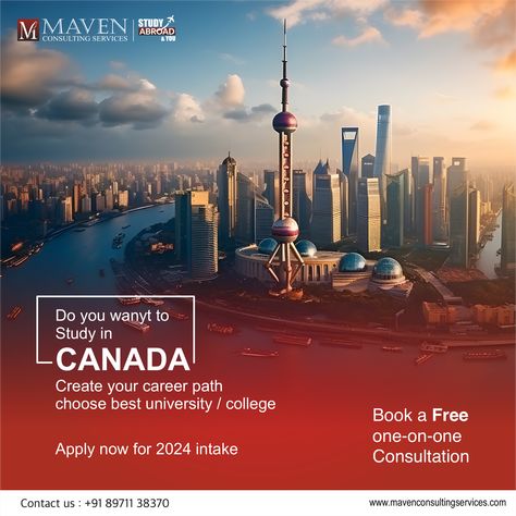 🌍Ready to turn the page and start a new chapter in Canada? 🍁 Embark on your study abroad journey with us! Choose the best university, create your path, and let's make 2024 your year of growth and discovery. 🎓✈️ Take the leap now! #StudyInCanada #CareerGoals #2024Intake 💼🚀 Get in touch with us for expert counselling at +91 89711 38370 or visit www.mavenconsultingservices.com For more Information regarding Study Abroad. Study In Canada Creative Ads, Study Abroad Poster Design, Study Abroad Creative Ads, Badshah Rapper, Azerbaijan Travel, Abroad Study, Year Of Growth, Becky Wwe, Dj Event