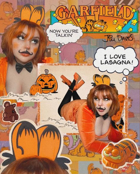 Garfield Costume Women, Garfield Face Paint, Garfield Inspired Outfit, Garfield And Odie Costume, Garfield Makeup Look, Garfield Costume Diy, Garfield Halloween Costume, Garfield Makeup, Garfield Cosplay