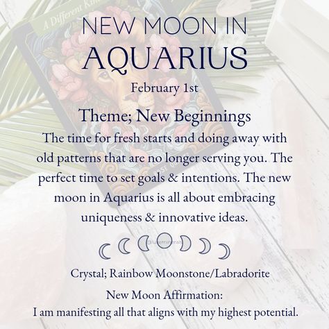 New Moon In Aquarius Crystals, New Moon In Aquarius Ritual, February New Moon 2024, New Moon In Aquarius 2024, New Moon Aquarius, First Of The Month Rituals, January Goals, New Moon In Aquarius, Moon Aquarius