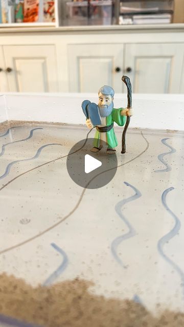 Brittany Hill • Sharing faith-based ideas for kids on Instagram: "I wanna walk like Moses Right through the waves One day I’ll see that promise land, no longer slaves Though the fear is talkin’, no it can’t take out my faith ☺️🤍🙌🏻  LOVED using this simple activity to teach about Moses parting the Red Sea! Comment LINK if you want to purchase the Moses toy!" Parting Red Sea Activity, Moses Parting The Red Sea Activities, Moses And The Red Sea Activities, Moses Parts The Red Sea Activity, Parting The Red Sea Activities, Moses And The Red Sea Craft, Moses Activities For Kids, Sea Crafts Preschool, Moses Parts The Red Sea