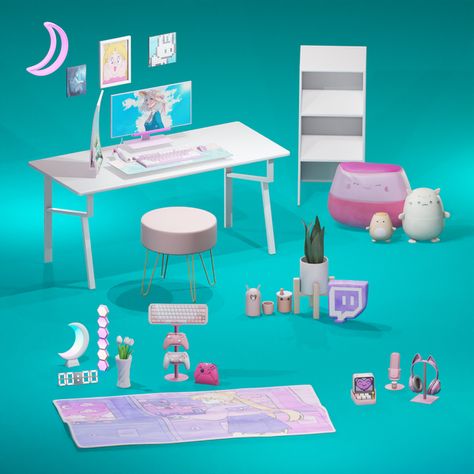 Dreamer Girl Gaming Setup | Patreon Sims 4 Objects Cc, The Sims 4 Cc Objects, Girl Gaming Setup, Gamer Decor, Sims 4 Cheats, Cc Sims4, Sims Packs, The Sims 4 Pc, Sims 4 Anime