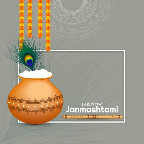 Happy janmashtami religious festival dec... | Free Vector #Freepik #freevector #flower #abstract #card #celebration Gokulashtami Banner, Happy Janmashtami Image, Ganesha Artwork, Krishna Lord, Janmashtami Celebration, Ombre Wallpaper Iphone, Festive Poster, Diwali Photos, Photoshop Work