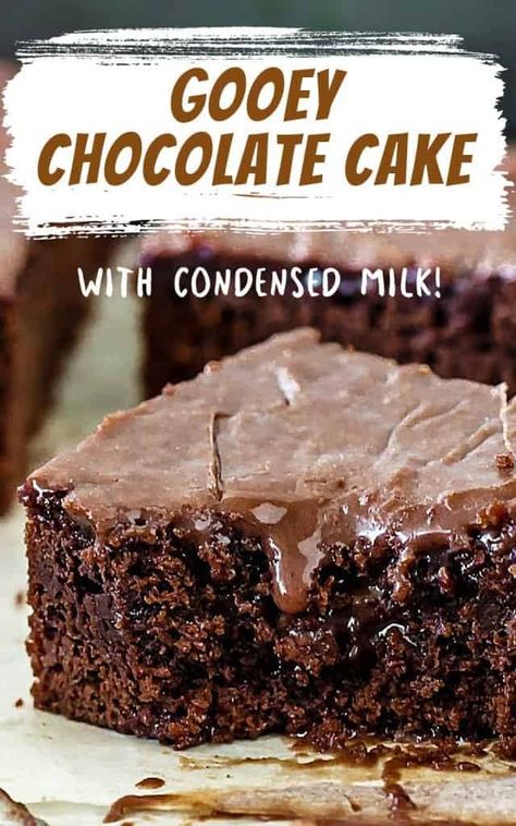 Cake With Condensed Milk, Chocolate Condensed Milk, Condensed Milk Desserts, Chocolate Sheet Cake Recipe, Gooey Chocolate Cake, Homemade Oreo Cookies, Milk Chocolate Cake, Condensed Milk Cake, Sheet Cake Recipe