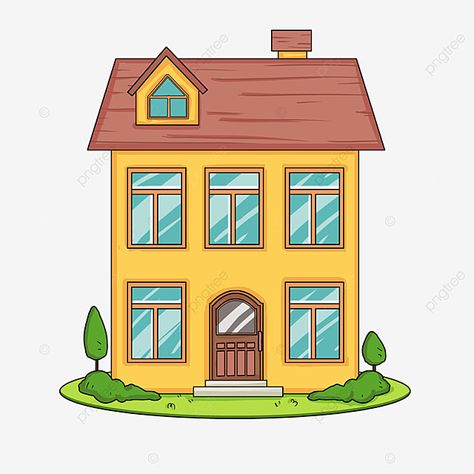 House Cartoon Image, House Clipart Cute, House Pictures Drawing, Home Cartoon Houses, Small House Cartoon, Pale Yellow Walls, House Clip Art, Cartoon Houses, Home Clipart