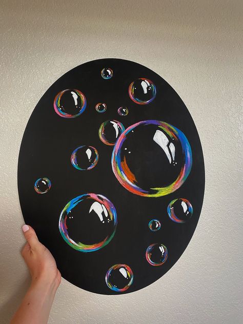 Oval canvas hand painted bubbles in acrylic paints. One of a kind original! realistic bubble art. Painted Bubbles, Bubbles Painting, Oval Canvas, Autumn Tea Party, Rainbow Bubbles, Bubble Painting, I Love Drawing, Autumn Tea, Posca Art