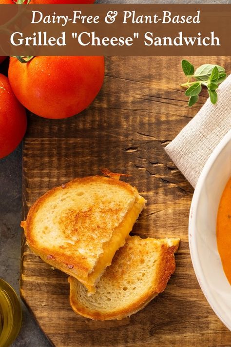 Dairy-Free Grilled Cheese Sandwiches Recipe (Plant-Based & Vegan) Noochy Licious Recipes, Dairy Free Grilled Cheese, Dairy Free Tomato Soup, Dairy Substitutes, Go Dairy Free, Vegetarian Burgers, Recipes Sandwiches, Grill Cheese, Cheese Alternative