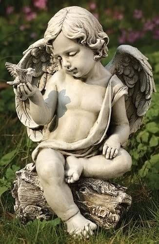 Cherub garden statue with dove. Cherub Art, Angel Praying, Angel Statues Sculpture, Angel With Wings, Cherub Sculpture, Cherub Tattoo, Garden Figures, Outdoor Garden Statues, Angel Statue