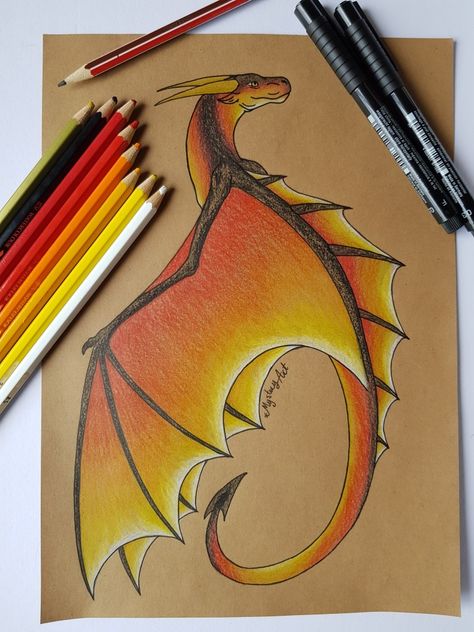 Wings Of Fire Dragons Art, Cute Dragon Drawing Kawaii, Dragon Drawing Easy, Realistic Dragon Drawing, Scary Dragon, Color Pencil Drawings, Mythical Creatures Drawings, Flame Dragon, Dragon Tattoo Ideas