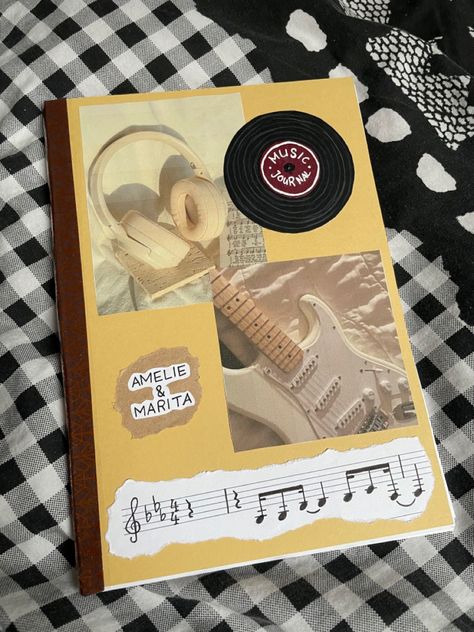 Music Project Cover Page Ideas, Music Notebook Cover Ideas Aesthetic, Diy Notebook Cover Aesthetic, Music Notebook Cover Ideas, Writing Notebook Cover, Journal Book Design, Homework Ideas, Diy Notebook Cover, Music Notebook