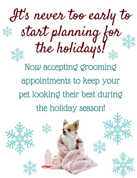 It's never too early to start planning for the holidays!  Now accepting grooming appointments to keep your pet looking their best during the holiday season!  Woof Gang Bakery & Grooming Yamato 🐶🐱🎂✂️  On line appointment:  wgbyamato.myonlineappointment.com Christmas Appointments, Holiday House, Animal Jokes, Cute Animal Drawings, Pet Grooming, Christmas Dog, Dog Grooming, Dog Life, The Holiday