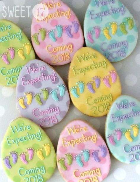 Easter Themed Gender Reveal, Easter Baby Announcement, Easter Egg Sugar Cookies, Easter Gender Reveal, Easter Pregnancy Announcement, Sweet 17, Silver Wrapping Paper, Easter Baking