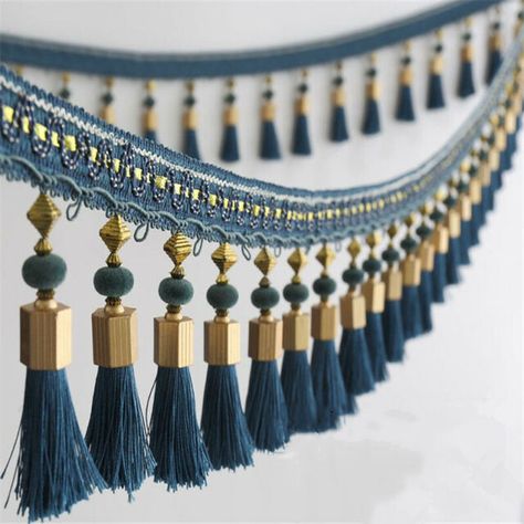 1M Lace Curtain Tassel Hanging Ear Beads Trim Head Cloth Art Curtain Accessories | eBay Curtain Trim, Lace Curtain, Upholstery Diy, Sewing Ribbon, Lace Curtains, Diy Ribbon, Beaded Trim, Beaded Fringe, Sewing Trim