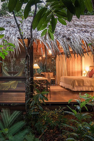 Jungle Lodge, Jungle Resort, Tropical House Design, Bamboo House Design, Jungle House, Eco Lodge, Rest House, Bamboo House, Tropical House