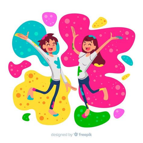 Cartoon couple holi festival background | Free Vector #Freepik #freevector #background #love #hand #cartoon Holi Card, Holi Painting, Holi Drawing, Holi Wallpaper, Holi Theme, Hand Cartoon, Iphone Wallpaper Inspirational, Holi Poster, Wallpaper Inspirational