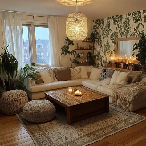 Boho Cottage Living Room, Boho Apartment Ideas, Chic Boho Living Room, Cozy Neutral Living Room, Boho Couches, Boho Living Room Inspiration, Boho Ideas, Boho Apartments, Boho Chic Living Room