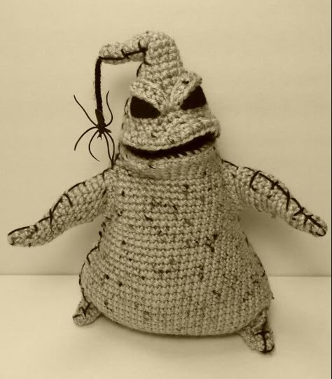 It's Oogie Boogie! I made this Amigurumi Oogie Boogie for my sister's birthday. Crochet Monsters, Halloween Crochet Patterns, Oogie Boogie, Fun Crochet Projects, Halloween Crochet, Diy Crochet Projects, Awesome Art, Coraline, Crochet Gifts