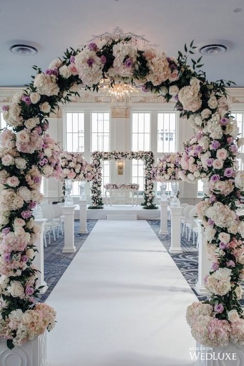 Church Wedding Decorations Aisle Entrance, Wedding Church Decorations, Church Wedding Decorations Aisle, Weddings Decorations Elegant Romantic, Red And White Wedding, Wedding Church Decor, White Wedding Decorations, Wedding Hall Decorations, Wedding Entrance Decor