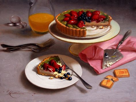 Dessert Illustration, Cake Illustration, Dessert Photography, Food Illustration Art, Board Art, Food Painting, Tea Party Garden, Fruit Tart, Sweet Tarts