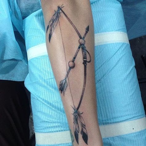 Native American Arrow Tattoo, Arrow Head Tattoos, Bow Arrow Tattoos, Native American Arrow, Bow And Arrow Tattoo, Arrow Tattoos For Women, Indian Feather Tattoos, Lower Arm Tattoos, Tattoo Son