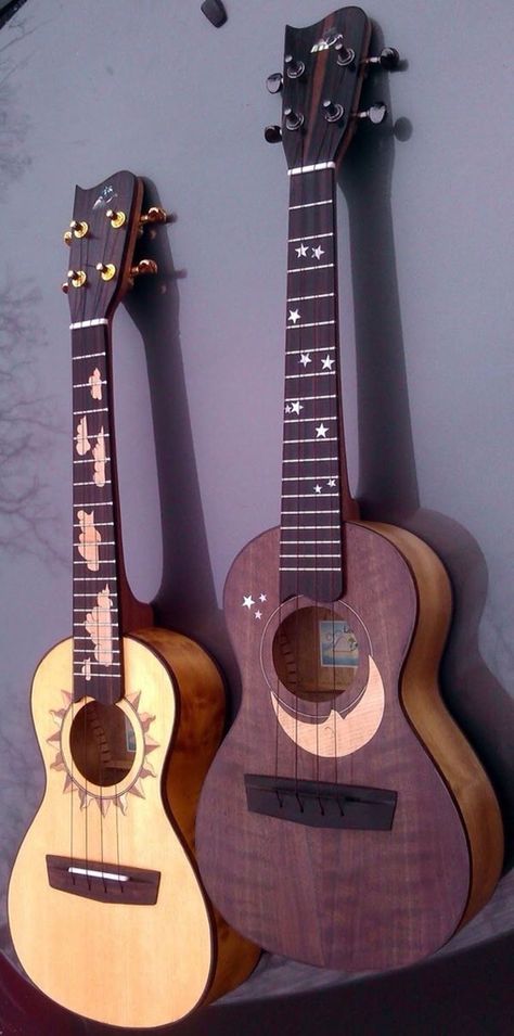 Sun & moon uke Ukulele Design Ideas, Arte Do Ukulele, Instruments Diy, Music Instruments Diy, Ukulele Design, Ukulele Art, Cool Ukulele, Mystery Parties, Ukulele Music