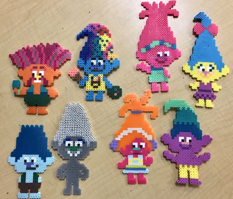 Trolls Perler Beads - Perler Bead Patterns - King Peppy, Harper, Poppy, Smidge, Branch, Guy Diamond, DJ Suki, Creeks - Trolls Fairy Perler Bead Pattern, Trolls Perler Bead Patterns, Moana Perler Bead Patterns, Perleplader Ideas Disney, Perler Bead Patterns Disney, Disney Perler Bead Patterns, Perler Beads Disney, Guy Diamond, Perler Bead Designs