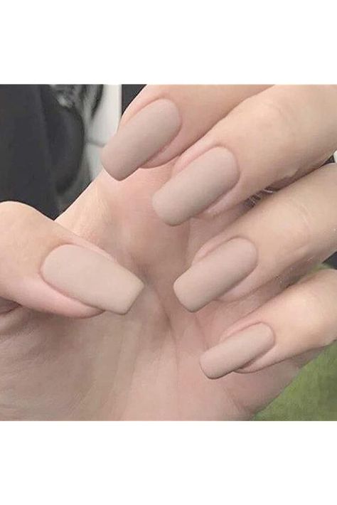 NLOOKS Press on Nails Balleria Flase Nail Tips Matte Nude Color Stick on Nails with Glue Full Cover Medium Long Coffin Nails for Women, Pack of 1 Pearl White Nails, Nail Sunny, Nail Care Products, Pink Gel, Beige Nails, Matte Nails Design, Basic Nails, Brown Nails, Classy Nails