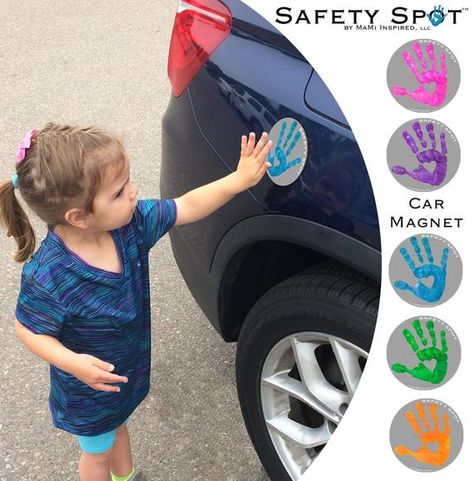 Safety Spot ™ Kids Hand Car Magnet, Toddler Child Handprint Car Safety, Kids Car Safety Parking Lot Spot Car, Safe Kids, Kids Safety, Hand Sticker, Kids Car, Future Family, Orange Design, Car Magnets, Tiny Humans