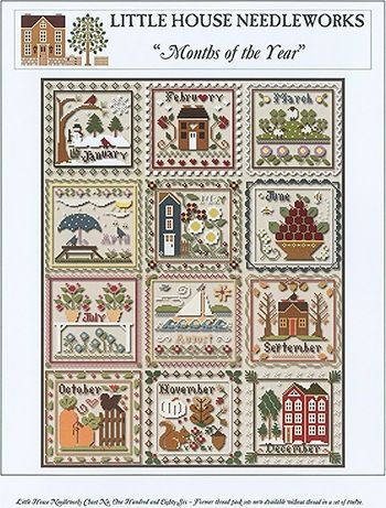 Year Cross Stitch, Seasons Cross Stitch, Thanksgiving Cross Stitch, Cross Stitch Gallery, Little House Needleworks, Seasons Months, Cross Embroidery, Just Cross Stitch, Antique Samplers