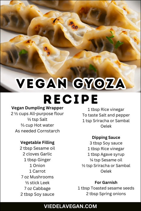 Vegan Gyoza Recipe Packed Food Ideas, Veggie Dumplings Recipe Easy, Tofu Dips, Healthy Dumplings Recipe, Vegan Plant Based Recipes, Dumplings Recipe Vegan, Vegan Vietnamese Recipes, Vegan Dinner Party Recipes, Gourmet Vegan Recipes