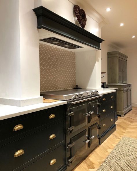 Blackstone Kitchens on Instagram: “Not all properties have existing chimney breasts to house a range cooker. We can combat that by building and installing a false chimney…” Range Cooker In Chimney, Cooker In Chimney, Cooker In Chimney Breast, Everhot Cooker, Kitchen Hearth, Hale House, Kitchen Chimney, Kitchen Cooker, Kitchen Design Gallery