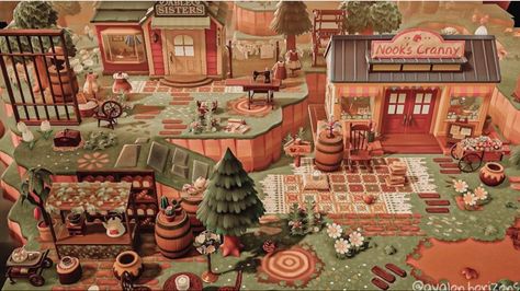 Animal Crossing Island Inspiration Shops, Shop Inspo Acnh, Acnh Store Layout Ideas, Animal Crossing Nook Shop Ideas Cottagecore, Nook Shop Ideas Acnh, Acnh Shops Idea Cottagecore, Animal Crossing Town Hall Ideas Cottagecore, Acnh Island Designs Shops, Animal Crossing Island Shop Ideas