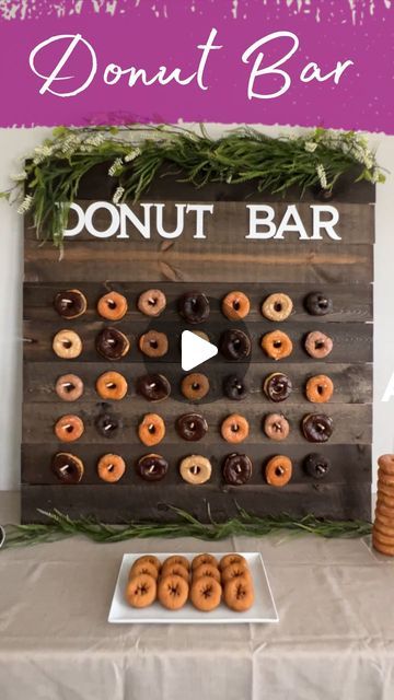 Aleka Shunk on Instagram: "🍩With Fat Tuesday around the corner, what could be more fitting!? 🤗 . This donut bar would be perfect for just about any event from a casual office party to a lavish rustic wedding! They’ve definitely taken off over the years and I know why. . 🥰 Because everyone loves donuts!! . Plus, they’re inexpensive so it’s a great way to impress for less. . 💰This entire bar cost me just under $150 and it can hold 70 DONUTS! 🍩 . If you want it to hold more donuts, all you need to do is cut the wooden dowels longer to get 3 on each peg for a total of 105 donuts! . Here are some tips for building your board: . 🔨Find a drill bit just a smidge less than the width of your dowels so they snuggly fit in the holes. 🔨Make sure your screws aren’t too long or they WILL come out Donut Bar Ideas, Donut Board, Picnic Business, Donut Display, Krispy Kreme Donuts, Donut Bar, Coffee And Donuts, Donut Holes, Krispy Kreme