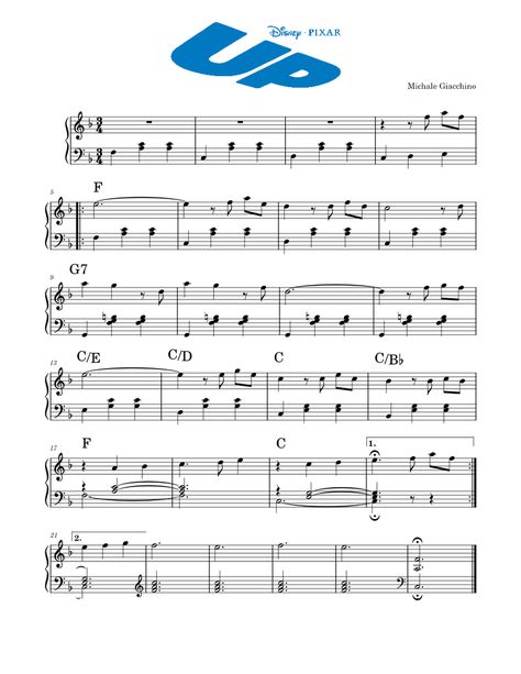 Download and print in PDF or MIDI free sheet music for Up Main Theme by Michael Giacchino arranged by puffo-33 for Piano (Solo) Piano Chords Chart, Piano Video, Disney Pixar Up, Disney Up, Easy Piano Sheet Music, Music Teaching, Piano Chords, Main Theme, Easy Piano