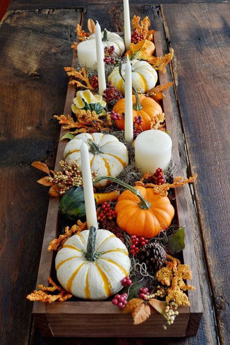 thanksgiving pumpkin centerpiece Rustic Thanksgiving Table, Rustic Thanksgiving, Fall Pumpkin Decor, Thanksgiving Tablescape, Tablescape Ideas, Fall Thanksgiving Decor, Fall Deco, Fall Tablescapes, Autumn Decorating