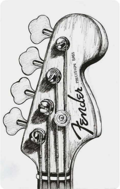 Fender bass drawing Guitar Drawing, Music Drawings, Drawing Faces, Honky Tonk, 3d Drawings, Guitar Art, Arte Inspo, Pencil Art Drawings, A Drawing