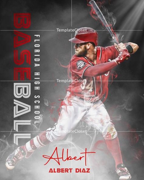 Baseball Poster Baseball Senior Banners, Baseball Poster Ideas, Baseball Poster Design, Baseball Portraits, Youth Sports Photography, Baseball Poses, Glamor Shots, Baseball Banquet, Sports Design Layout