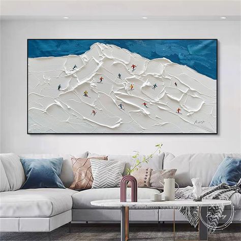 Painting Ideas On Canvas Large, Plaster Ski Art, Horizontal Abstract Art, Horizontal Paintings On Canvas, Horizontal Painting Ideas, Big Art Pieces Living Room, Thick Paint On Canvas, Horizontal Canvas Painting, Horizontal Paintings