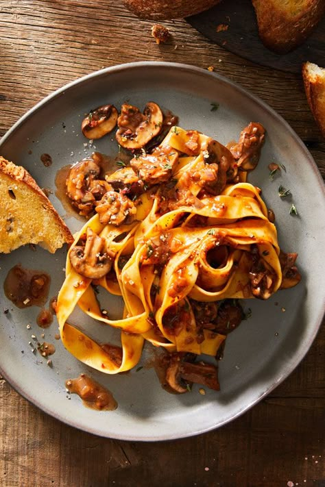 Pappardelle Pasta Recipes, Pappardelle Recipes, Mushroom Pappardelle, Pappardelle Pasta Recipe, Pappardelle Recipe, Pasta With Basil, Tomato Parmesan, Mushroom Pasta Sauce, Italian Meat Sauce