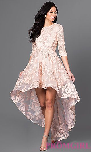 CQ-5779DW High Low Lace Dress, High Low Party Dresses, Simply Dresses, High Low Prom Dresses, Formal Dresses With Sleeves, Lace Party Dresses, Formal Party Dress, Lace Dresses, Gowns With Sleeves