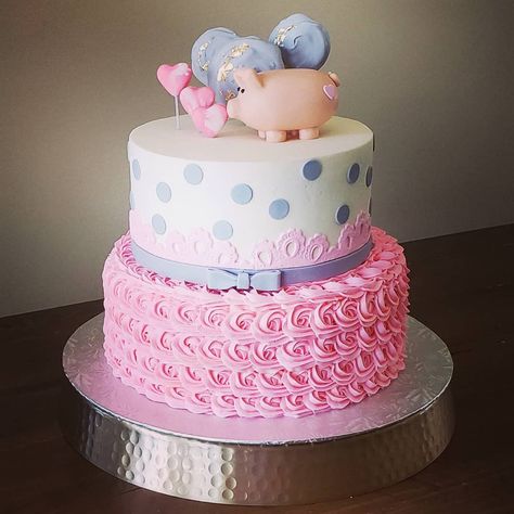 Pig Baby Shower, Buttercream Cakes, Year Of The Pig, Animal Baby Shower, Baby Shower Cake, Baby Gender, Shower Cake, Buttercream Cake, Baby Shower Cakes