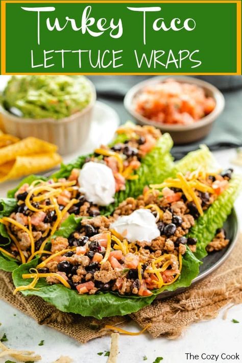 Turkey Taco Lettuce Wraps, Salat Wraps, Lettuce Wraps Healthy, Taco Wraps, Cozy Cook, Lettuce Tacos, Taco Lettuce Wraps, Turkey Taco, Turkey Tacos