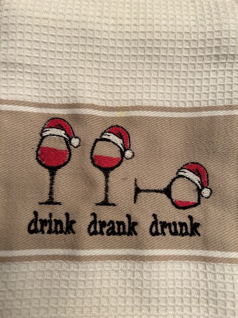 Wine Embroidery Designs, Alcohol Embroidery, Drink Embroidery, Taylor Embroidery, Embroidery Cocktail, Wine Embroidery, Dish Towel Embroidery, Hand Embroidery Patterns Free, Clothes Embroidery Diy