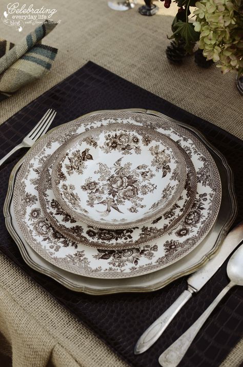 Ralph Lauren inspired outdoor dinner for two Romantic Dinner For Two, Brown Transferware, Vintage Flatware, Antique Dishes, Outdoor Dinner, Beautiful Table Settings, Christmas Inspo, Romantic Dinner, Dinner For Two