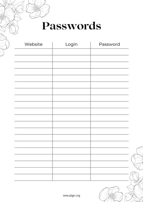 #Password_Log_Template #Password_Tracker_Template #Password_Template #Ipad_Organization Password Log Template, Password Tracker Template, Good Notes Daily Planner, Life Binder Printables, Password Ideas, Password Template, Ipad Organization, Password Tracker Printable, Printable Password Log