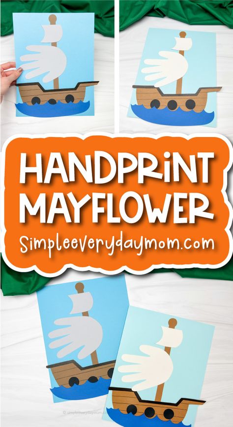 Mayflower Handprint Craft For Kids [Free Template] Mayflower Craft Preschool, Mayflower Craft, Preschool November, Mayflower Ship, Fun Thanksgiving Crafts, May Crafts, Thanksgiving Crafts Preschool, Easy Thanksgiving Crafts, Spanish Lessons For Kids