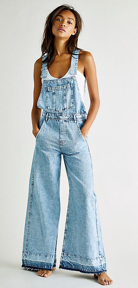 casual style | denim overalls | vintage style | retro fashion | denim jumpsuit | aesthetic | cool street style ... Wardrobe Reset, Overall Outfits, Overall Women, Flare Jeans Style, Cute Overalls, 90s Inspired Outfits, Overall Outfit, Cute Womens, 70s Outfits