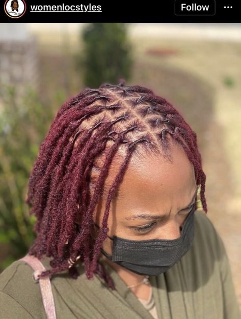 Wine Locs Black Women, Burgandy Locs On Black Women, Burgundy Locs Black Women, Dark Red Locs, Burgundy Dreadlocks, Burgundy Dreads, Burgundy Locs, Loc Growth, Loc Colors