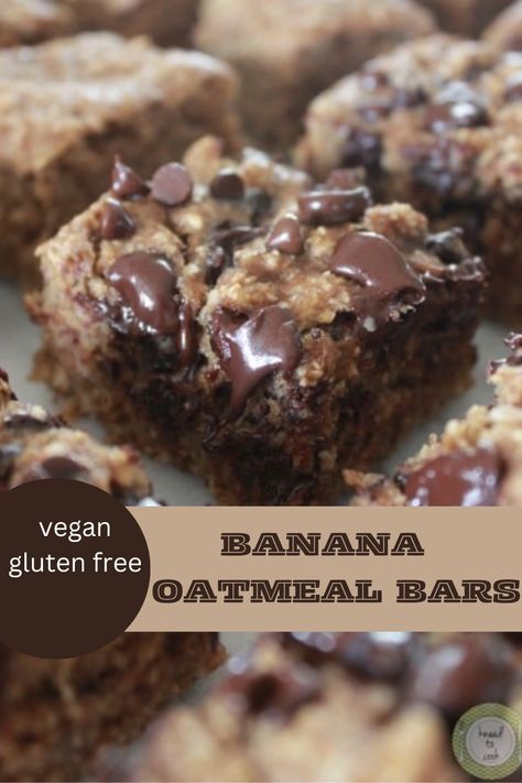 Banana Oatmeal Bars - Lauren Kelly Nutrition Peanut Butter Banana Oatmeal Bars, Banana Oatmeal Bars, Peanut Butter Banana Oatmeal, Chocolate Chex, Peanut Butter Oatmeal Bars, Gluten Free Desserts Healthy, Banana Bars, Banana Peanut Butter, Caramel Crunch